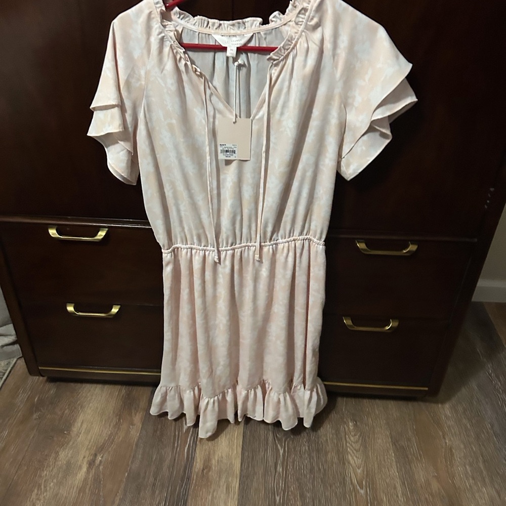 LC Lauren Conrad Cream Flutter Sleeve Sundress